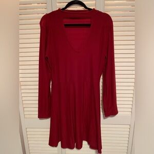 Planet Gold XL flattering keyhole neck dress, deep dark red